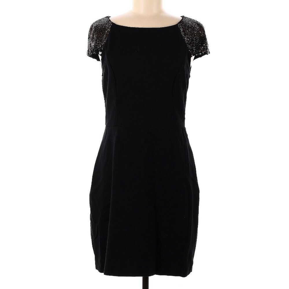 Jason Wu Little Black Sequin Cap Sleeve Knee Length Cocktail Solid Short Dress 8